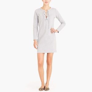 J.Crew Long-sleeve Gray Knit Lace-up Dress